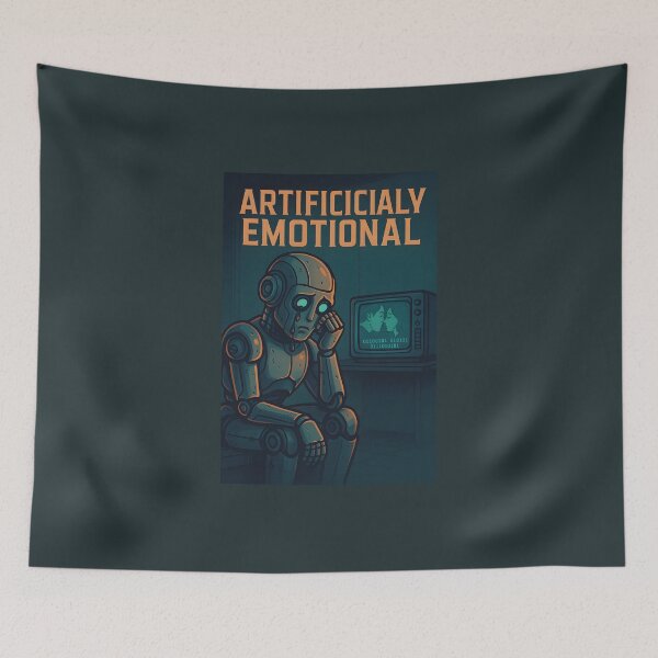 Item preview, Artificially Emotional – Sad Robot Watching Romance designed and sold by VoidBloom Studio.