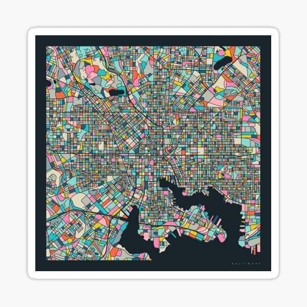 Item preview, BALTIMORE CITY STREET MAP designed and sold by JazzberryBlue.