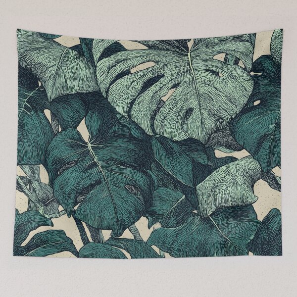 Item preview, Dark Monstera Leaf Art Vintage Jungle Botanical Print designed and sold by Altered Pixels.
