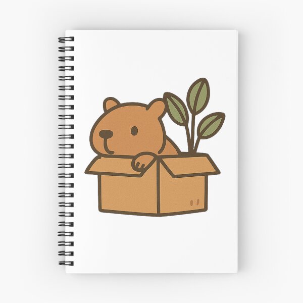 Item preview, Carl the Capybara in a box, with a plant designed and sold by Thale's Designs.