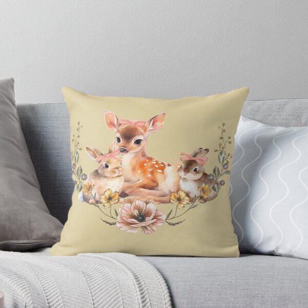 Item preview, Woodland animals - Fawn and bunnies with pink bows - girly cottagecore vintage retro aesthetic designed and sold by Fantasy Cache.