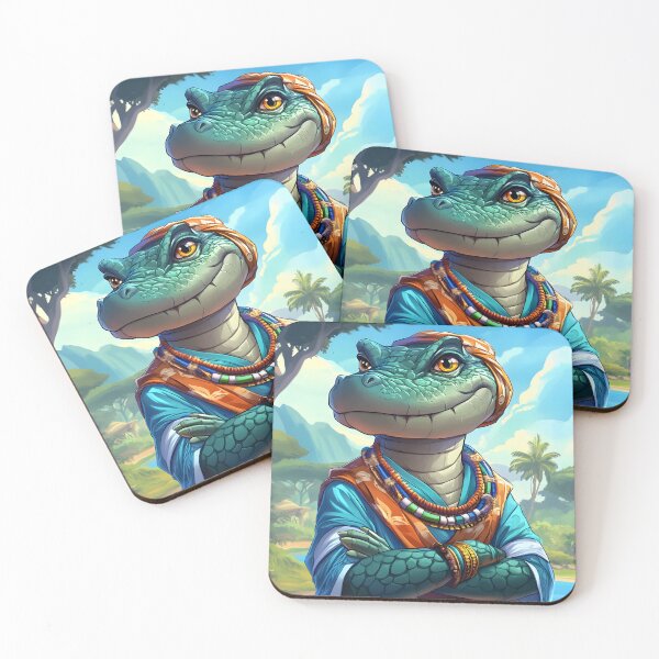 Item preview, Stylish Lizard in Traditional Attire by the River designed and sold by Artessie.
