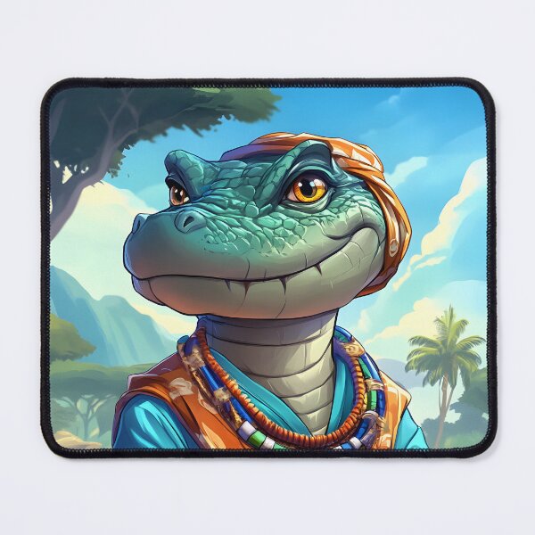Item preview, Stylish Lizard in Traditional Attire by the River designed and sold by Artessie.