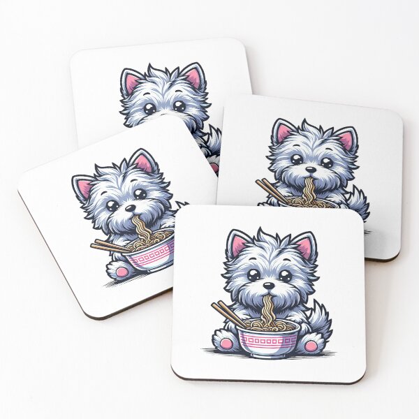 Item preview, Scottish Terrier Anime Dog Eating Ramen Noodles designed and sold by doodIllustrate.
