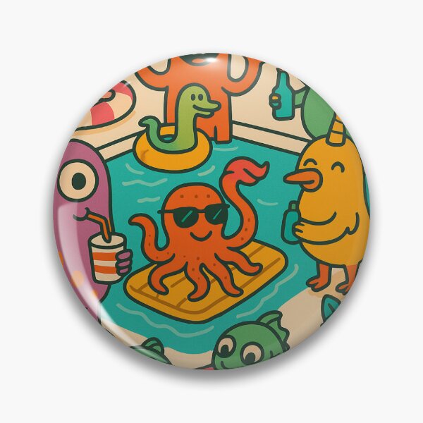 Item preview, Bizarre Pool Party – Fantastic creatures celebrate surreal! Quirky creatures, fun, color & pure chaos designed and sold by FotoworldEdel.