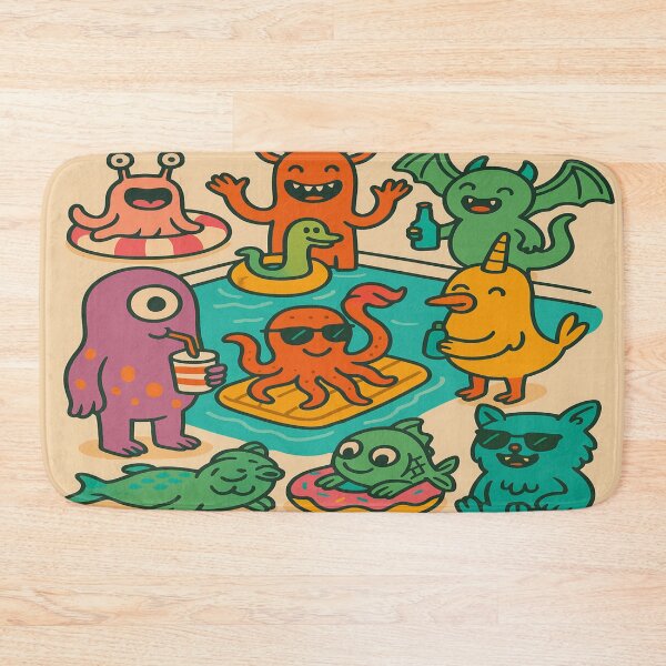 Item preview, Bizarre Pool Party – Fantastic creatures celebrate surreal! Quirky creatures, fun, color & pure chaos designed and sold by FotoworldEdel.