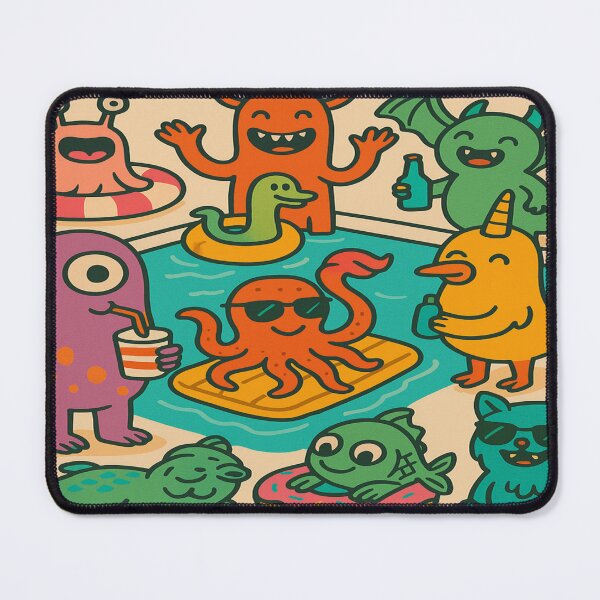 Item preview, Bizarre Pool Party – Fantastic creatures celebrate surreal! Quirky creatures, fun, color & pure chaos designed and sold by FotoworldEdel.