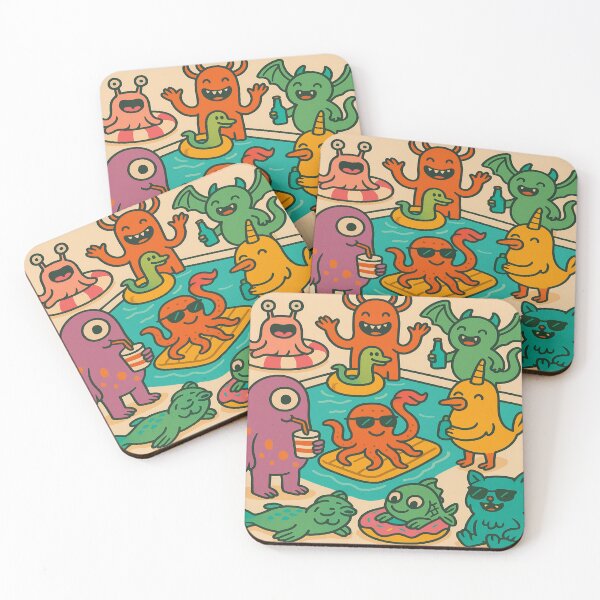 Item preview, Bizarre Pool Party – Fantastic creatures celebrate surreal! Quirky creatures, fun, color & pure chaos designed and sold by FotoworldEdel.