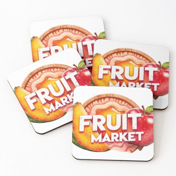 Item preview, Fruit Market Logo with Colorful Fruits and Pie on Black Background designed and sold by Creative88Art.