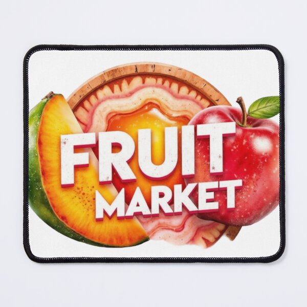 Item preview, Fruit Market Logo with Colorful Fruits and Pie on Black Background designed and sold by Creative88Art.