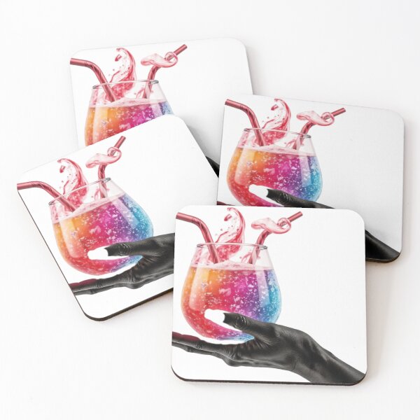 Item preview, Multicolored Drink with Red Straws Held by Black Painted Hand designed and sold by Creative88Art.