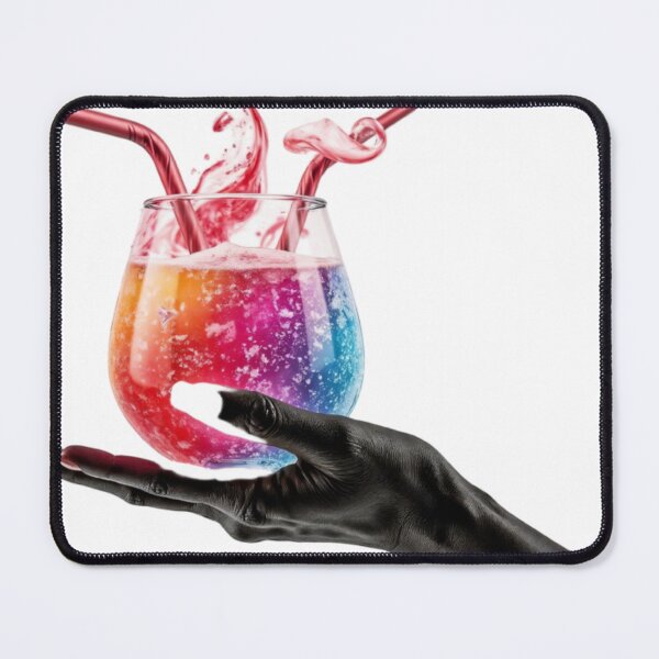 Item preview, Multicolored Drink with Red Straws Held by Black Painted Hand designed and sold by Creative88Art.
