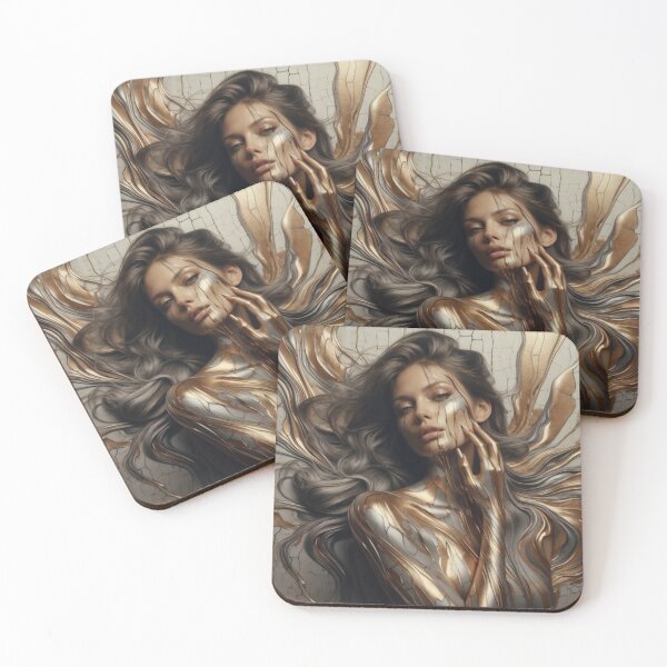 Item preview, Artistic Portrait of Woman with Wavy Hair and Metallic Streaks designed and sold by Creative88Art.