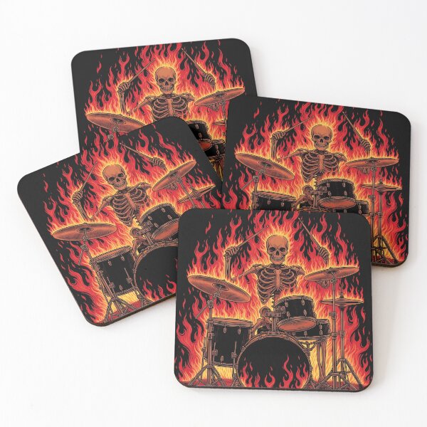 Item preview, Skeleton drummer in flames designed and sold by Darkifun.