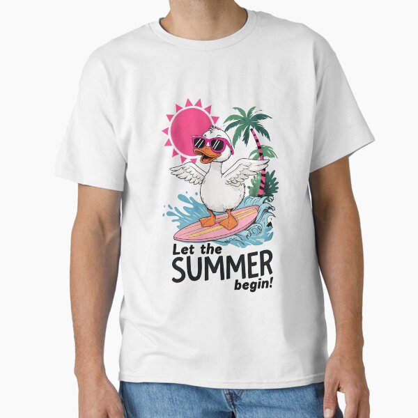 Item preview, Let the Summer Begin – Surfing Duck Cartoon Tropical Design designed and sold by WHDProduction45.