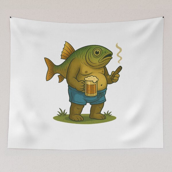 Item preview, Beer Belly Fish Guy Italian Brainrot Meme  Funny Surreal Cartoon Character With Cigar designed and sold by millionair3.