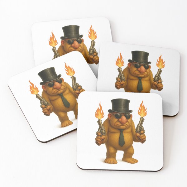 Item preview, Fluffy Gangster with Top Hat and Flaming Guns – Funny Cartoon Mobster Character designed and sold by millionair3.