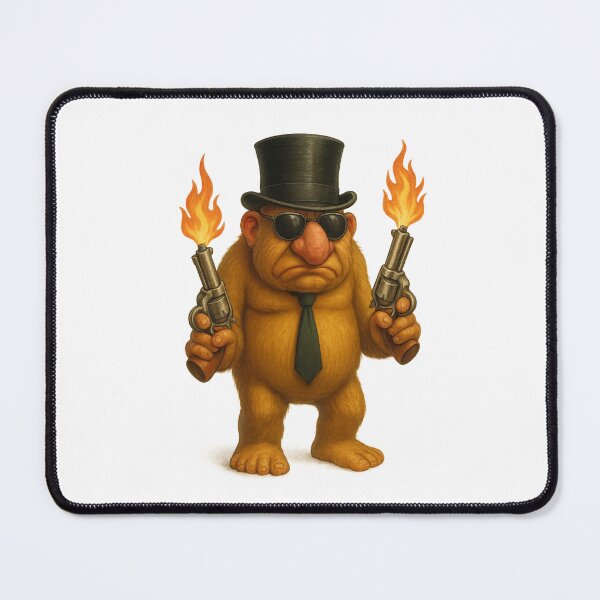 Item preview, Fluffy Gangster with Top Hat and Flaming Guns – Funny Cartoon Mobster Character designed and sold by millionair3.