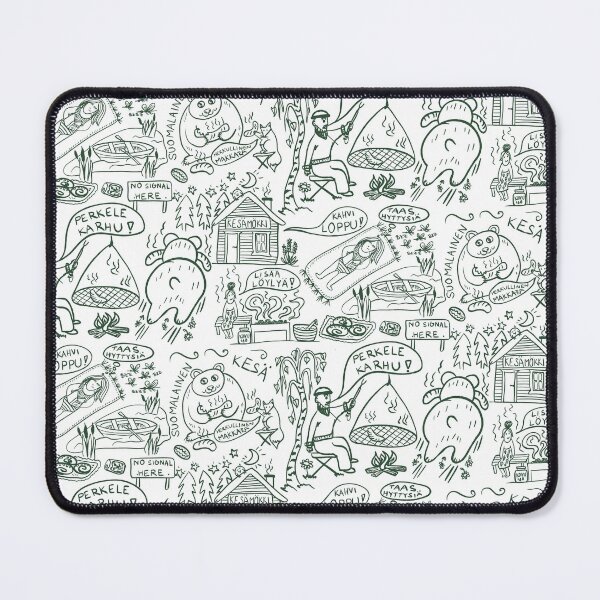 Item preview, Finland cabin life summer humor nordic Fun puns cartoon pattern designed and sold by KaroLeenaDesign.