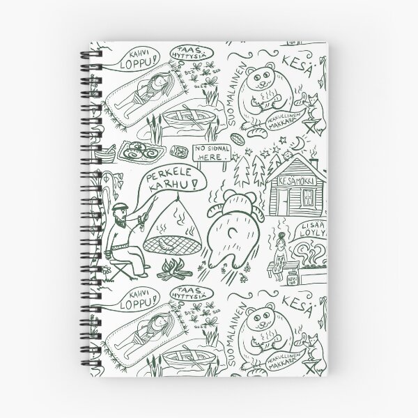 Item preview, Finland cabin life summer humor nordic Fun puns cartoon pattern designed and sold by KaroLeenaDesign.