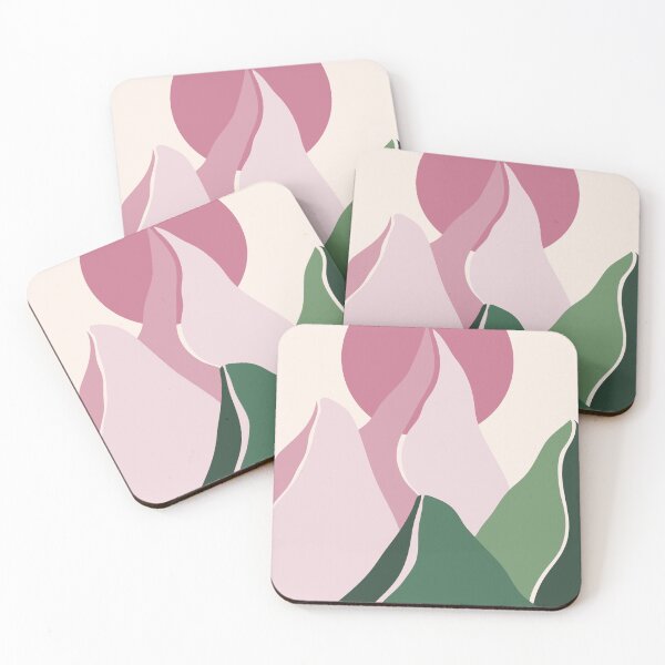 Item preview, Modern Abstract Mountain Art Print – Pink and Green Landscape Wall Decor – Minimal Digital Download Poster designed and sold by infinitylandd.
