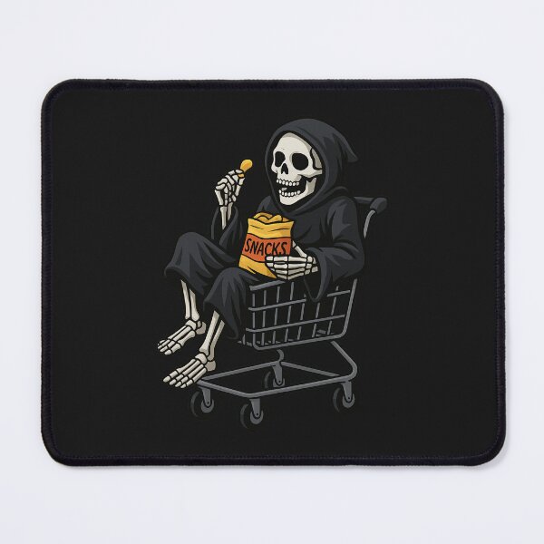 Item preview, Funny Skeleton Sitting in Shopping Cart Eating Snacks | Dark Humor Aesthetic designed and sold by ColorSplash123.