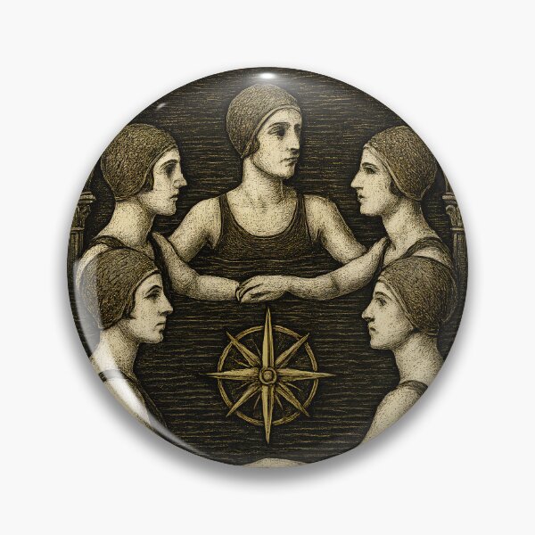 Item preview, Circle of Gothic Bathers with Nautical Compass designed and sold by Shoot-The-Moon.