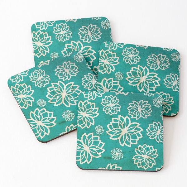 Item preview, PATRÓN LIBRE - FLOR DE LOTO ESPEJADA - turquesa | Textura Añejada | Armonía y Paz Interior designed and sold by aluzia.design.