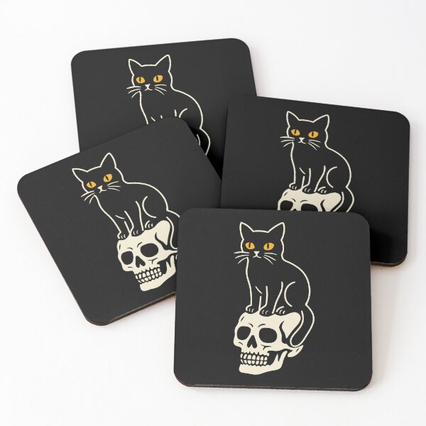 Item preview, Black Cat and Skull designed and sold by byebyesally.