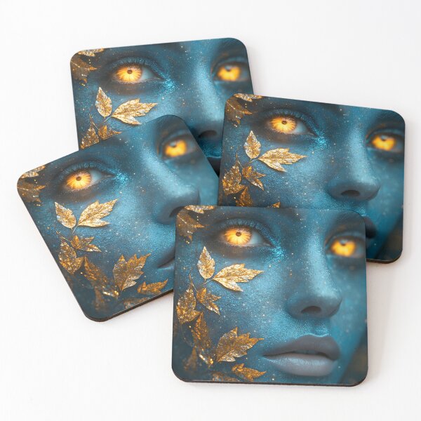 Item preview, Enchanting Blue Mystique with Golden Leaves and Eyes designed and sold by Artessie.
