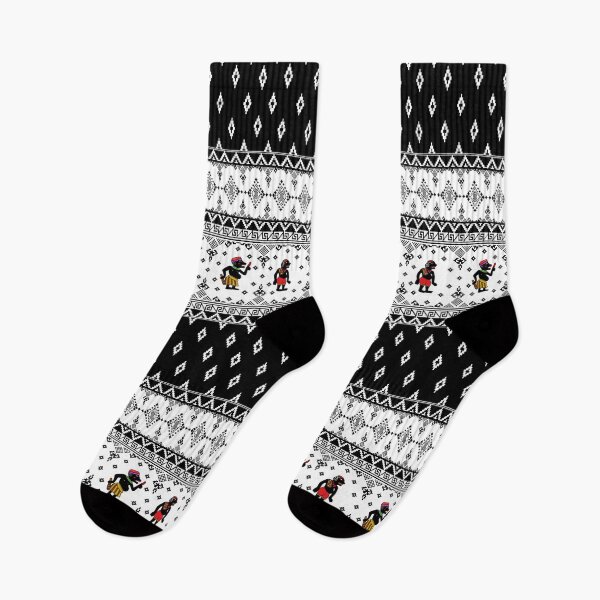 Item preview, Black and White Tribal Figures Geometric Pattern designed and sold by overheadclick.