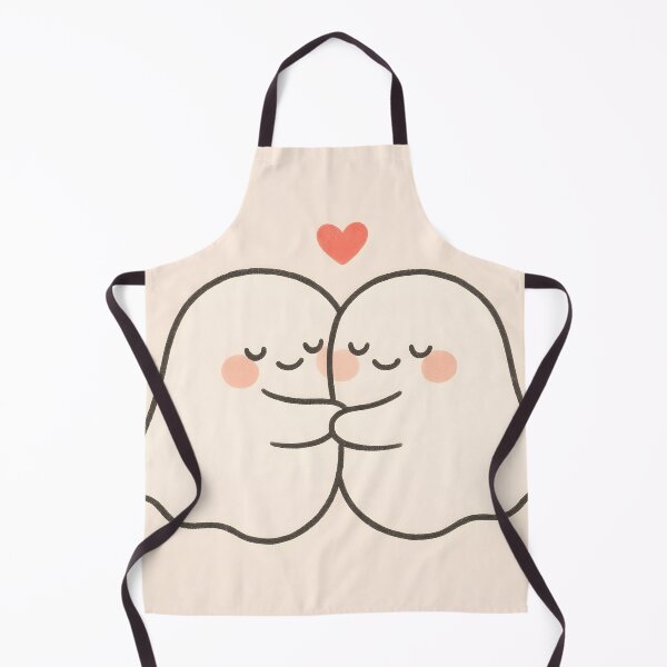 Item preview, Cute Ghost Couple Hugging with Heart – Minimalist Love Drawing designed and sold by SassyArtistry.