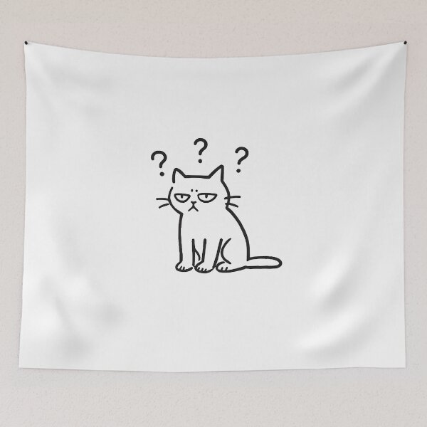 Item preview,  Confused Cat with Question Marks – Funny Minimalist Sketch designed and sold by SassyArtistry.