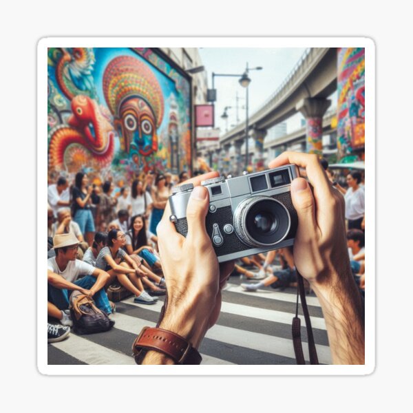 Vista previa del artículo con la obra «Fotógrafo callejero: cámara Leica vintage, arte urbano», diseñado y vendido por ashokreddy343.