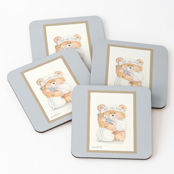 Item preview, Get Well Bear - watercolor illustration designed and sold by Annie Mason Art.