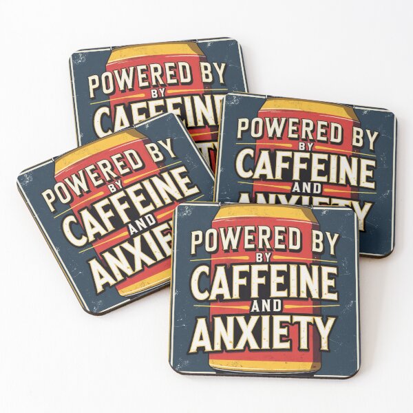 Item preview, Powered by Caffeine and Anxiety Funny Energy Drink Parody Design designed and sold by dariadov.