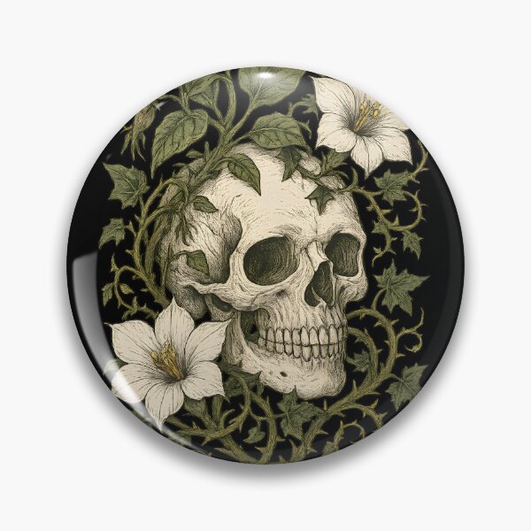 Item preview, Floral Skull Sticker – Botanical Gothic Vintage Art designed and sold by MysticArtisan.