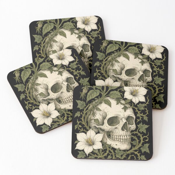 Item preview, Floral Skull Sticker – Botanical Gothic Vintage Art designed and sold by MysticArtisan.