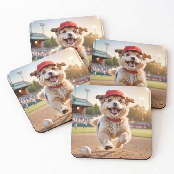 Item preview, Happy Puppy Running on a Baseball Field designed and sold by Maria Dryfhout.