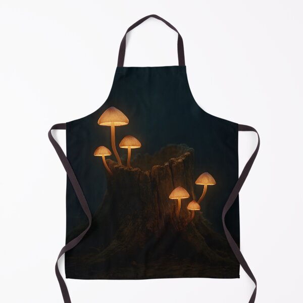 Item preview,  Glowing Magic Mushrooms on Tree Stump in Dark Forest at Night designed and sold by SassyArtistry.