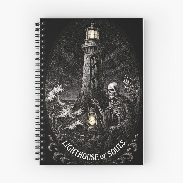 Item preview, Lighthouse of Souls Gothic Skeleton Keeper Illustration designed and sold by Shoot-The-Moon.