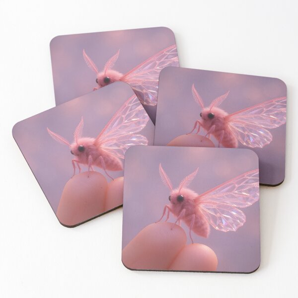 Item preview,  Cute fuzzy pink moth on a finger at sunset designed and sold by SassyArtistry.