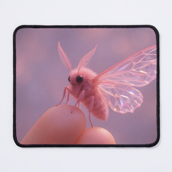 Item preview, Cute fuzzy pink moth on a finger at sunset designed and sold by SassyArtistry.