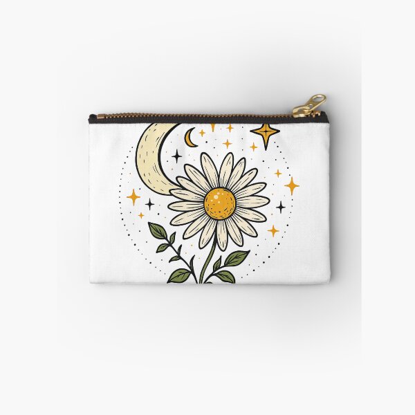 Item preview, Whimsical Moon and Daisy Flower Night Art designed and sold by ArtfulWeave.