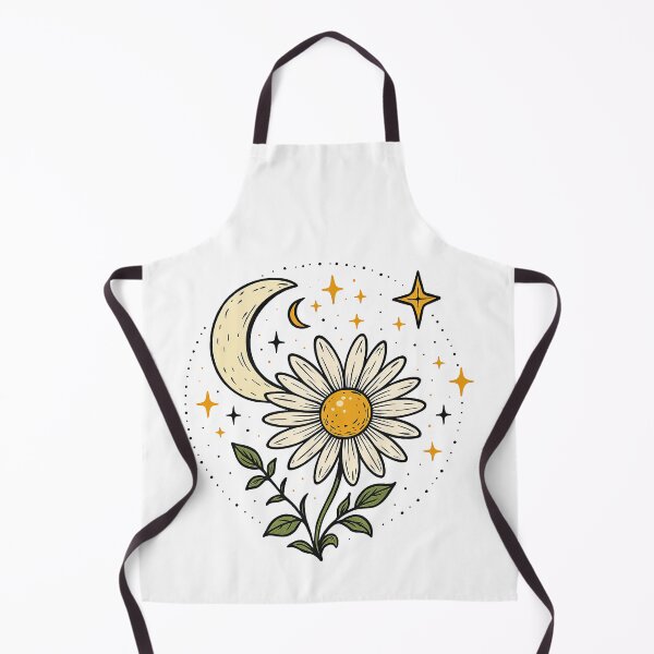 Item preview, Whimsical Moon and Daisy Flower Night Art designed and sold by ArtfulWeave.