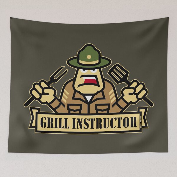 Artikelvorschau, Grill Instructor (Grillen / BBQ / Barbecue / Outline) entworfen und verkauft von Roderix.
