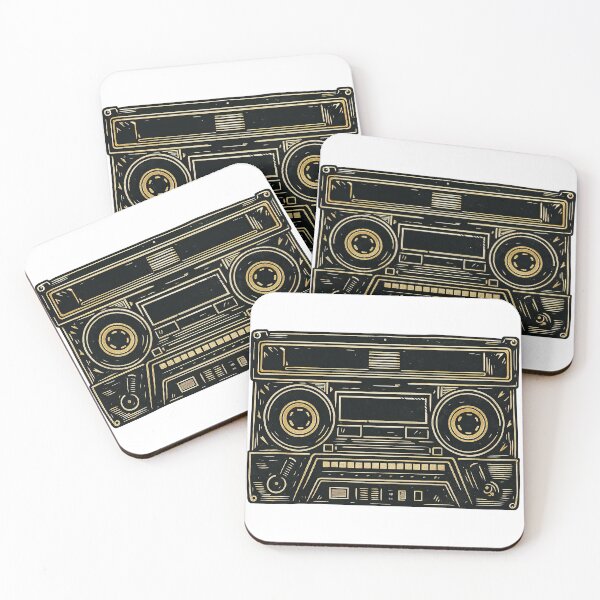 Item preview, Retro Gold and Black Boombox Illustration designed and sold by ArtfulWeave.