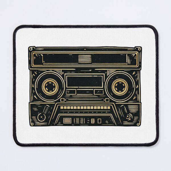 Item preview, Retro Gold and Black Boombox Illustration designed and sold by ArtfulWeave.