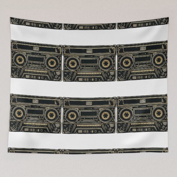 Item preview, Retro Gold and Black Boombox Illustration designed and sold by ArtfulWeave.
