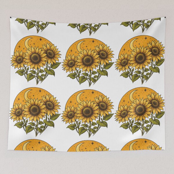 Item preview, Sunflowers and Crescent Moon Celestial Art designed and sold by ArtfulWeave.